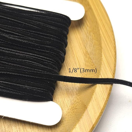 Chenkou Craft Black 25 Yards 1/8" 3mm Velvet Ribbon Lots Bulk (Black, 1/8"(3mm))