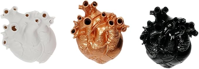 Heart Shaped Resin Vase - Anatomical Human Heart Flower Pot Planter, Nordic Modern Desktop Decor for Farmhouse Living Room, Bedroom, Valentine's Day Gift Home Decoration, (Red)