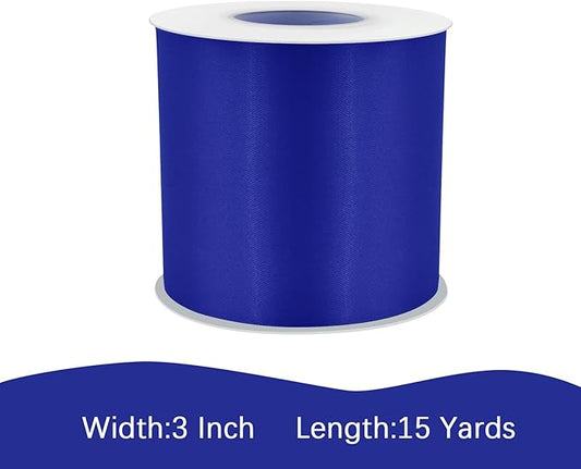 Cobalt Blue Satin Ribbon 3 inch X 15 Yards Polyester Ribbon for Gift Wrapping Very Suitable for Weddings Party Hair Bow Invitation Decorations and More