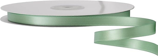 LIUYAXI Sage Green Double Faced Satin Ribbon, 1/4" X Continuous 50 Yards, Thin Ribbons Perfect for Gift Wrapping Wedding Invitation Card Hair Bows Tag Floral Arrangement DIY Craft