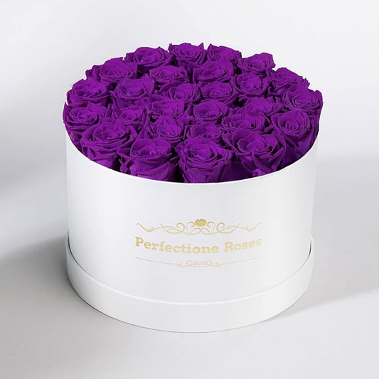 Perfectione Roses 27 Roses in a Box, Mothers Day Rose, Preserved Flowers for Her, Flowers for Delivery Birthday Gifts for Women (Purple)