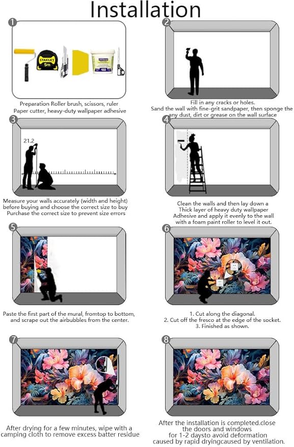 Hand-Painted Pink Botanical Floral Wall Mural, Peony Blossom Wallpaper, Decorative Background Mural(Non-self-Adhesive)
