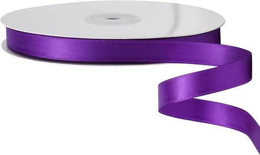 LIUYAXI Purple Satin Ribbon, Double Faced 1/2" X Continuous 25 Yards Ribbons Perfect for Gift Wrapping Bows Bouquet Wedding Craft and More