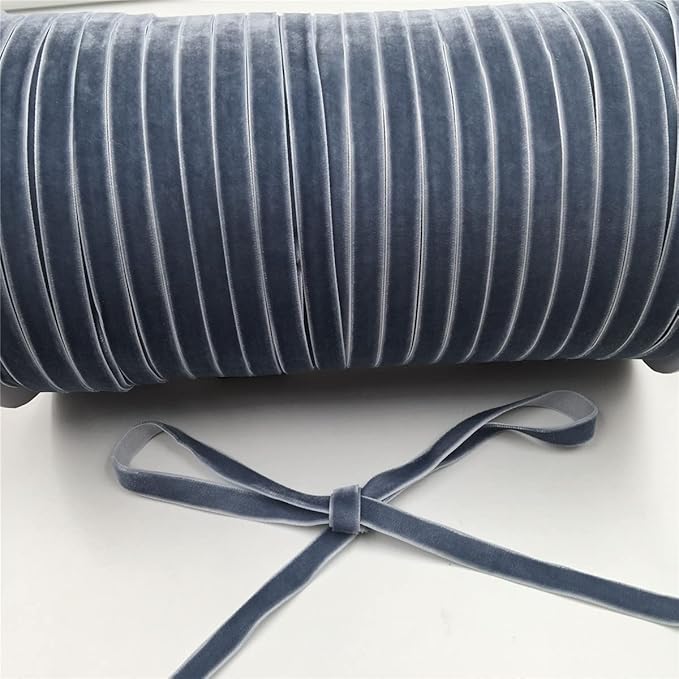 Tempest Blue Grey Velvet Ribbon Single Face,5/8 Inch X 25Yards,for Sewing, Gift Wrapping, Jewelry Making, Wedding Decorating