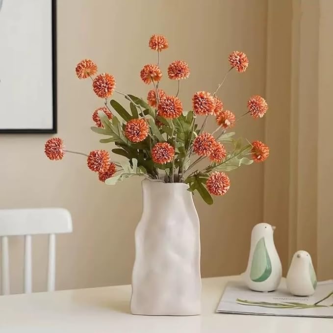 Artificial Flowers for Vases 20.5 Inch 10 Stems,Silk Dried Fake Mums Bouquet Indoor Faux Floral Arrangements for Decoration (Orange)