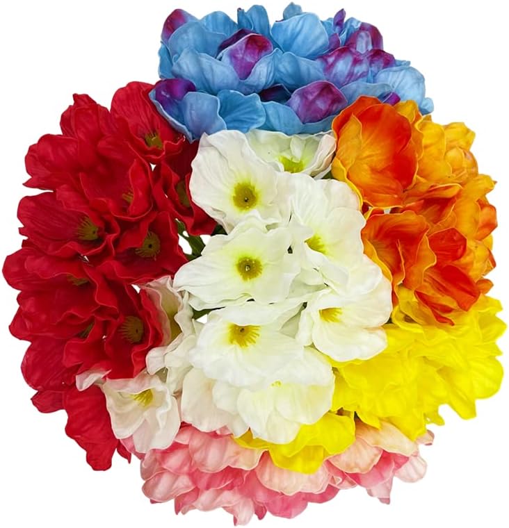 10 PCS High Quaulity Fresh Artificial Mini Real Touch PU/ latex Corn Poppies Decorative Silk fake artificial poppy flowers for Wedding holiday Bridal Bouquet Home Party Decor bridesmaid (Red)