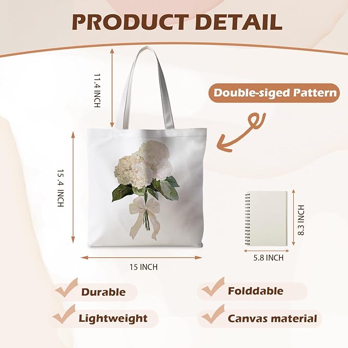 Floral Tote Bag, Floral Bag for Women, Reusable Grocery Bags Shopping Bags