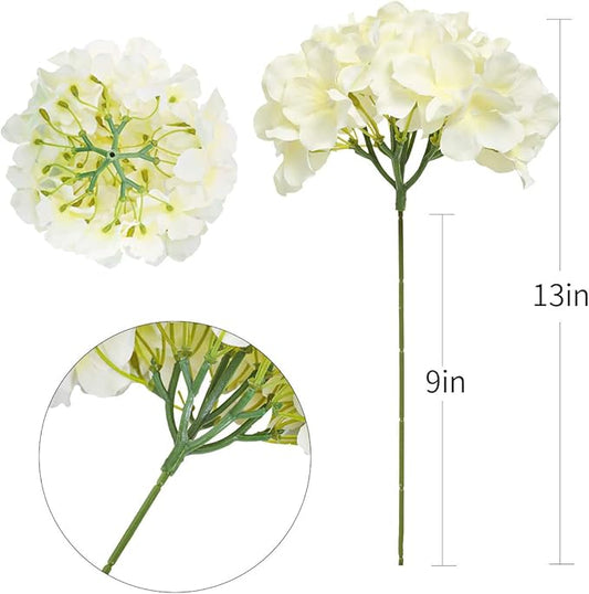 Tifuly Hydrangea Artificial Flowers with Stems 12pcs Fake Hydrangea Silk Flowers Faux Hydrangea Flowers Heads for Wedding Centerpiece Home Party Baby Shower Decor(Off White)