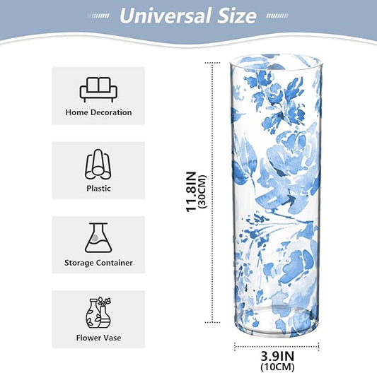 Vase Plastic Vase Elegant Cylinder Flower Vase Shatterproof Decorative Centerpiece for Home Table Office Weddings Events (11.8 x 3.9 in)