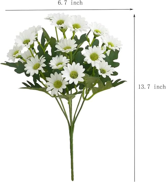 Artificial Daisy Flowers, Artificial Fake Silk Flowers Plants, DIY Garden Craft Art Decor, Decorations Plastic Floral Table Centerpieces for Home Party Décor, 4 Beams