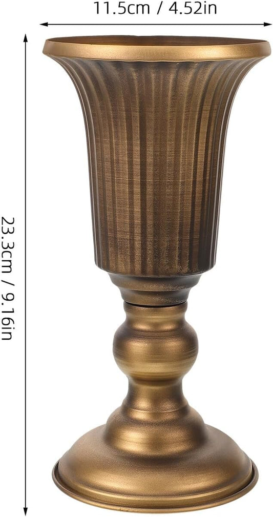 Alipis Vintage Metal Tabletop Flower Vase Decorative Flower Pot Antique Gold Iron Art Container for Home Hotel Shop Decor