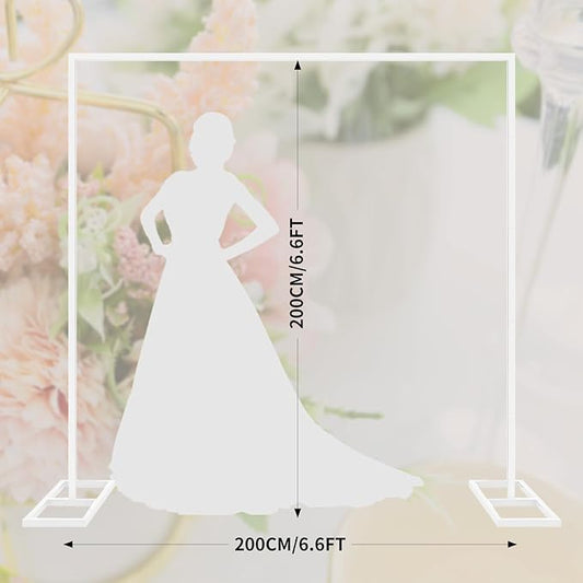 6.6FT White Metal Wedding Arches for Ceremony Square Balloon Arch Stand Rectangular Backdrop Stand for Anniversary Birthday Party Bridal Shower Home Indoor Outdoor Decoration