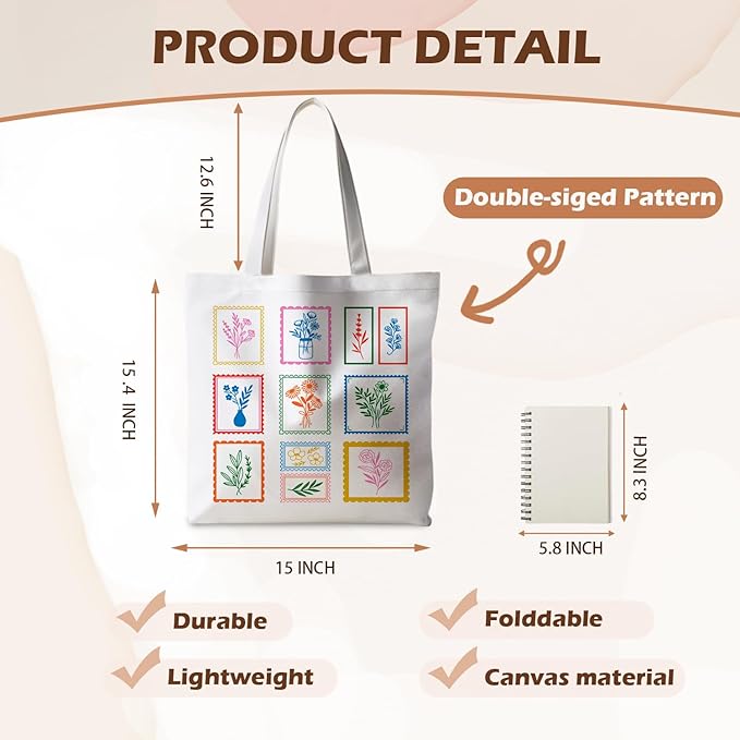Floral Tote Bag, Floral Bag for Women, Reusable Grocery Bags Shopping Bags