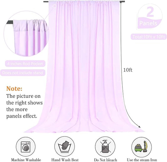 10 x 10 Feet Light Purple Backdrop Curtain for Partie, Background Curtains for Photoshoot, Birthday, Wedding, Halloween, Thanksgiving, Christmas, New Year Party Decorations 5Ft x 10Ft, 2 Panels