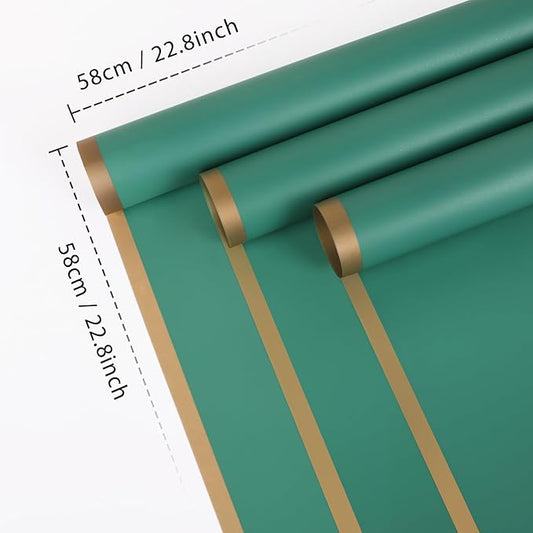 FUHITIM 20 Sheets Flower Wrapping Paper - Waterproof Floral Bouquet Packaging Paper for DIY Crafts,Florist Supplies Packaging Paper for Wedding Birthday Gift(Emerald Green)
