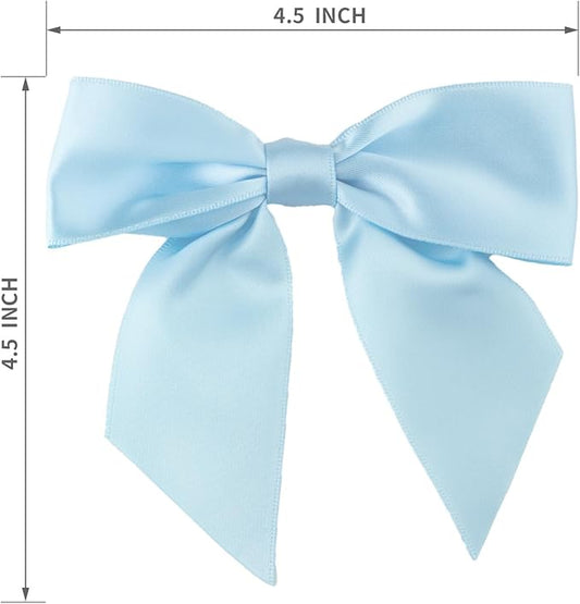 7Rainbows 20pcs Boutique 4.5" Light Blue Satin Ribbon Bows for Craft Sewing Scrapbooking Wedding and Gift Wrapping