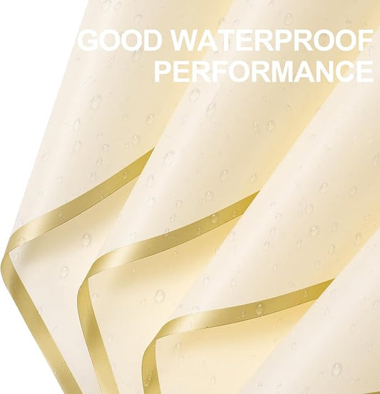 WRAPAHOLIC 20 Sheets Flower Wrapping Paper - 22.4 x 22.4 inch Gold Trim Yellow Water-Resistant Floral Bouquet Wrapping Paper, Florist Supplies Packaging Paper for Wedding Birthday Gift DIY