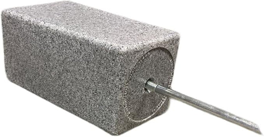 OPTIMUM Square Memorial Cemetery Flower Vase - Plastic (Light Grey Granite) with Metal Ground Spike, Grave Marker, Decorations for Gravesite, Headstone Flowers Holder, Garden Lawn & Yard