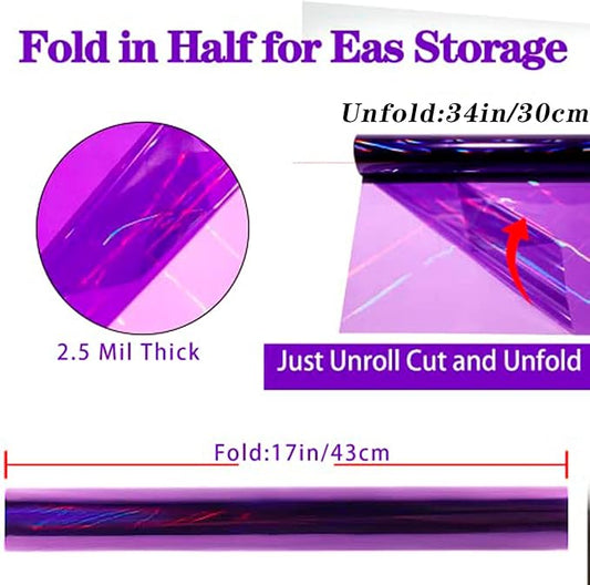 CMFYHM Iridescent Violet Cellophane Wrap Roll I 34 In Wide X 100 Ft Long I Colorful Cello Perfect For Baskets,Gifts, Treats,Birthday Holiday Wedding Floral, Party Arts Crafts Decoration (Violet)