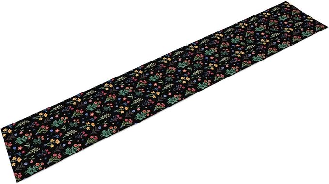 Retro Floral Table Runner, Colorful Bohemian Wildflower Flowers Blooms Vintage Table Runner for Kitchen Dining Party Home Decor, 13x60 Inch