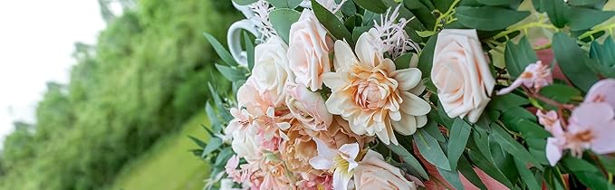 Wedding Arch Flowers, Artificial Flowers for Decoration, Large Flower Swag for Boho Styles Wedding Ceremony Floral Decor - Pack of 2
