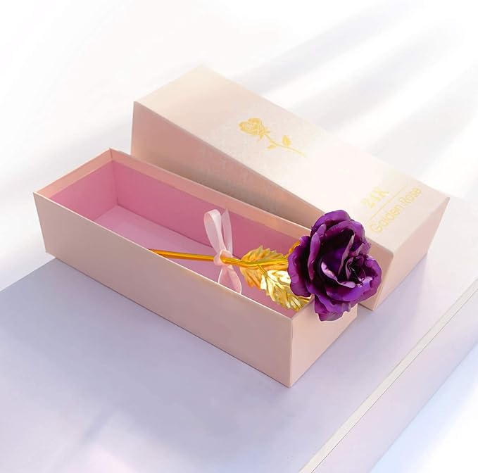 Christmas Flowers Gifts for Women, Mom Birthday Gifts for Christmas, Galaxy Glass Rose Forever Preserved Flowers Eternal Crystal Roses Xmas Gifts for Grandma Wife Sister Her Friends, Purple