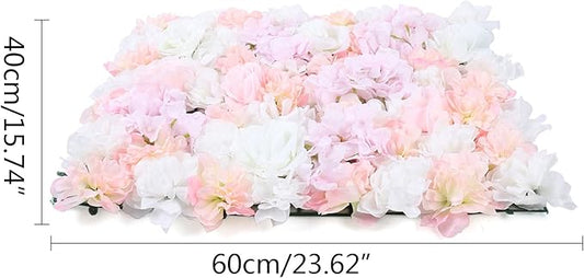 16"x 24" Artificial Flower Wall Panels,Flower Wall Mat Silk Flower Panels for Outdoor Garden Backyard Fence Fence Privacy Screen and Indoor Wall Decor (12Pcs Light Pink)