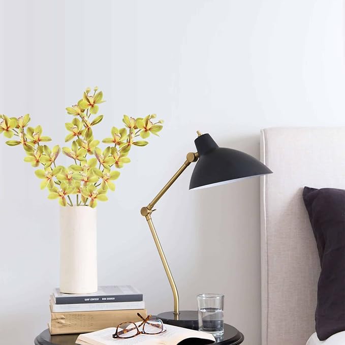 IPOPU 5 Pcs Real Touch Orchids Flowers Green Latex Artificial Orchid Stems for Wedding Party DIY Bridal Bouquet Table Centerpiece Arrangement Office Home Decor