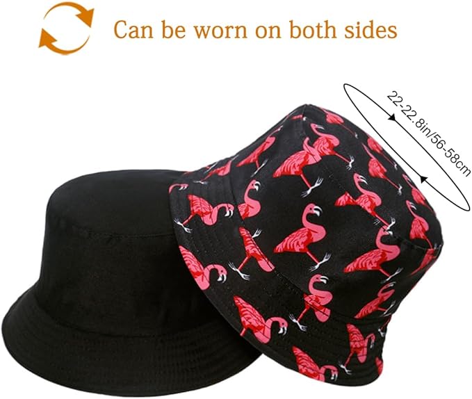 Malaxlx Bucket Hat Beach Sun Hat Fishing Hat for Women Men, Outdoor Travel Reversible Double Side Wear Fisherman Hat