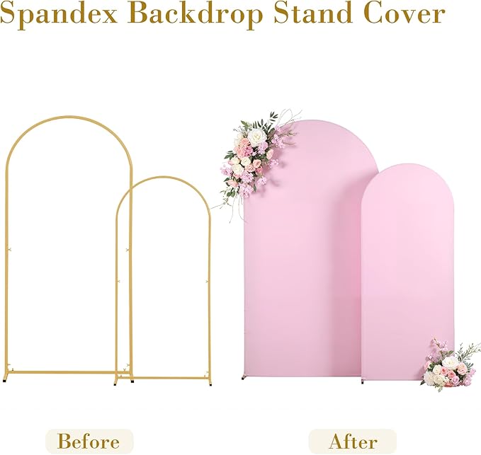 Light Pink Arch Backdrop Cover Set of 2 Baby Pink Arch Cover 7.2 and 6ft Wedding Arch Cover Stretchy Backdrop Bridal Baby Shower Birthday Party Arches Stand Covers Spandex