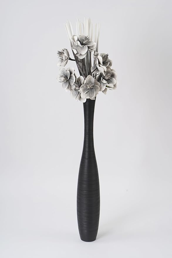 Leewadee Decorative 41 inches Tall Floor Vase for Living Room Home Decor, Black, Resin