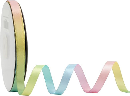 MEEDEE Pastel Satin Ribbon Pastel Rainbow Ribbon Pastel Color Craft Ribbons 3/8 inch Gift Ribbons for Gift Wrapping Wedding Pride Party Birthday Party Decoration Hair Bow - 50 Yards