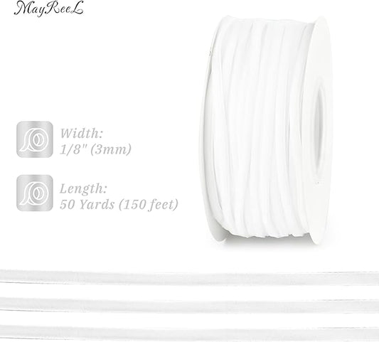 MAYREEL 1/8 Inch White Velvet Ribbon Thin Cream Vintage Ribbon for Wedding Bridal Invitations Gift Wrapping Party Favor Boxes 50 Yards