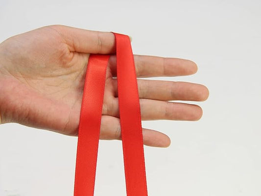100Yards Red Double Faced Satin Ribbon-5/8inch- Boutique Gift Wrapping Package Ribbon, DIY Crafts Bow Hair Headband Accessories Assorted Ribbon#235 (15mm)