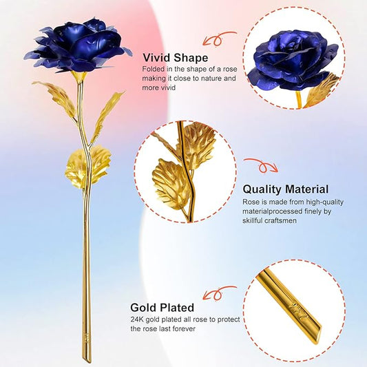 Christmas Flowers Gifts for Women, Mom Birthday Gifts for Christmas, Galaxy Glass Rose Forever Preserved Flowers Eternal Crystal Roses Xmas Gifts for Grandma Wife Sister Her Friends, Blue