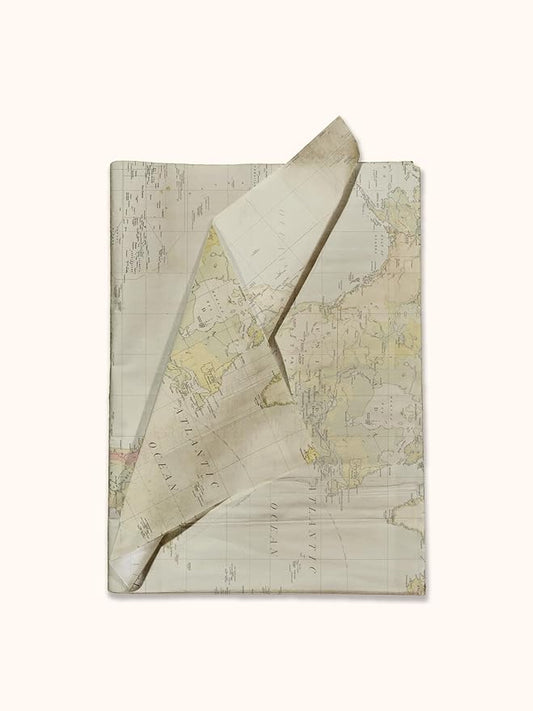 Map Printed Tissue Paper for Gift Bags or Boxes and Wrapping - Traveling Bulk Decorative Art Tissue Paper for Packaging and Gifting | 24 Sheets 20" x 30"