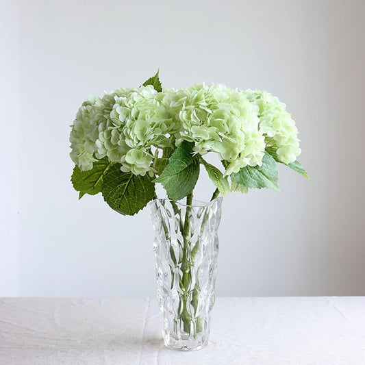 4pcs 21" Faux Green Hydrangeas Artificial Flowers, Real Touch Silk Hydrangea Flowers with Stems for Bridal Wedding Bouquet Party Home Decor