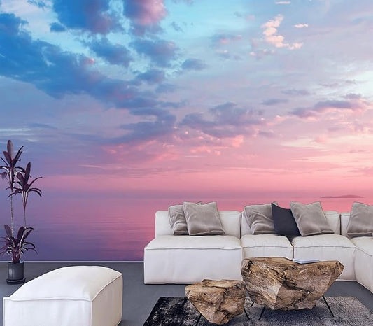 Cliouar-Pink and Blue Clouds Cover The Calm Waters of Lake Onega Peel and Stick 160" x 114"