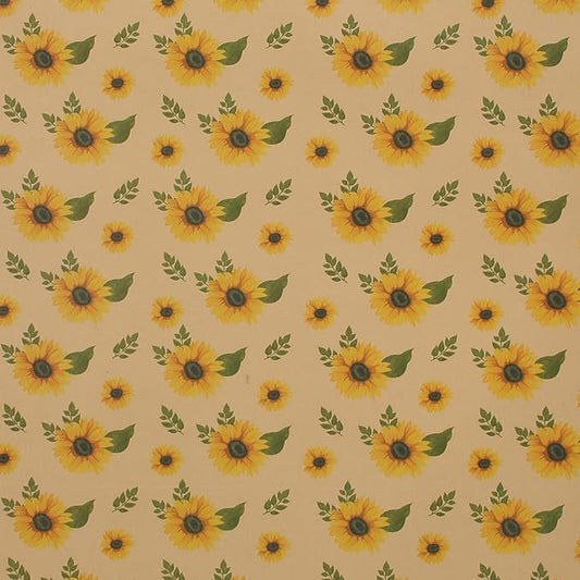 Aimyoo Kraft Floral Wrapping Paper Jumbo Roll, All Occasion Sunflower Flower Gift Wrap Paper for Wedding Bridal Shower Birthday, 17 in x 60 ft