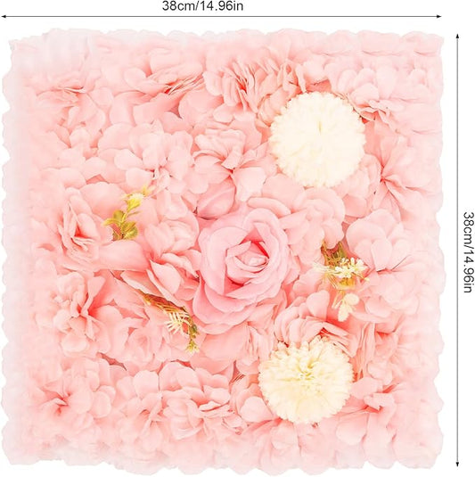 3D Flower Wall Panel Floral Backdrop,12Pack Artificial Flower Wall Background,Silk Rose Mat, Artificial Flower Backdrop Faux Flower Panel for Wedding