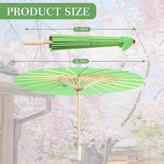 33" Green Flower Silk Cloth Decoration Handmade Parasol Umbrella Chinese Japanese Asian DIY Art Dance Classical Umbrella for Wedding Parties Photography Costumes Cosplay (Green)
