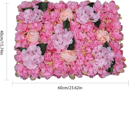 15.74"x 23.62" Artificial Flower Wall Panels,Flower Wall Mat Silk Flower Panels for Outdoor Garden Backyard Fence Fence Privacy Screen and Indoor Wall Decor (6Pcs Pink)