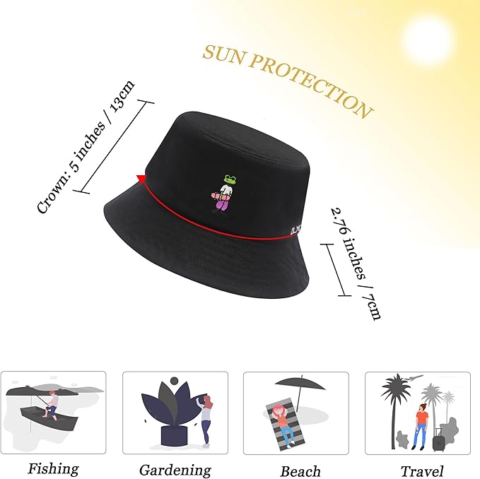 ZLYC Unisex Fashion Embroidered Bucket Hat Summer Fisherman Cap for Men Women