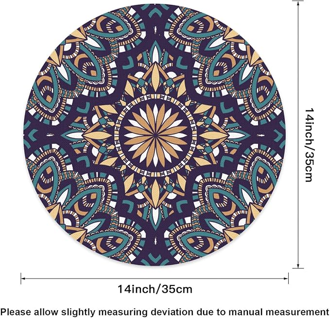 Mandala Round Placemat Set of 4 Elegant Linen Table Mats for Dining, Heat Resistant, Stain Resistant Perfect for Dinner Parties, Restaurants, and Everyday Use