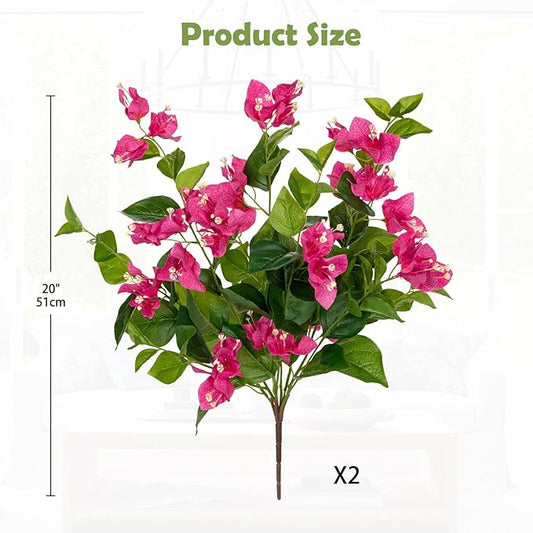 Hollyone 2Pcs Bougainvillea Artificial Flowers Bouquets Rose Red Fake Flower Silk Flowers with Long Stem Floral Arrangements Faux Bougainvillea Plant for DIY Wedding Party Centerpieces Home Decor