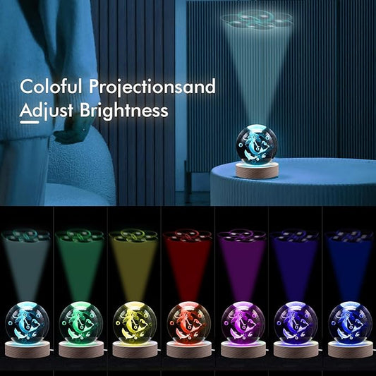 3.15in 3D Mermaid Nightlight, Mermaid Lamps for Girls Bedroom, Night Light, 16 Colors & Remote Controls Crystal Ball Lamp, Birthday Christmas Mermaids Gifts for Girls Kids
