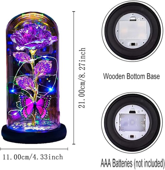 Womens Gifts for Christmas,Christmas Flowers Gifts for Women Mom Sister Grandma Wife Girlfriend, Rose Gifts for Mom,Xmas Gifts Her,Glass Flowers Light Up Rose for Women Purple