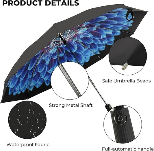 Compact Inverted Travel Umbrella, Automatic Open Close, 9-Rib 46 Inch Windproof Umbrella, Waterproof UPF 50+, Portable Umbrellas for Men, Women, Travel, and Daily Use