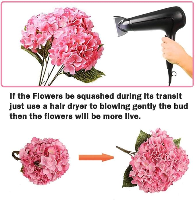 2Bouquets Artificial Fake Flowers Plants Silk Hydrangea Arrangements Wedding Bouquets Decorations Plastic Floral Home Kitchen Garden Party Festival Bar DIY (Grey Purple)