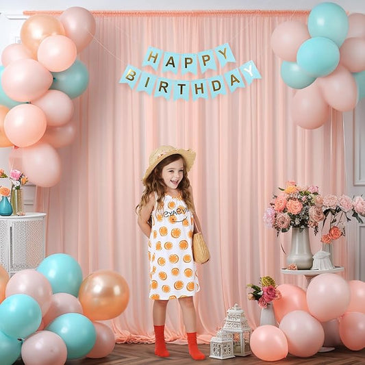 20x10 Peach Tulle Backdrop Curtains for Parties, Sheer Backdrop Curtain Wedding Photo Background Drapes for Baby Shower Photography Birthday Party